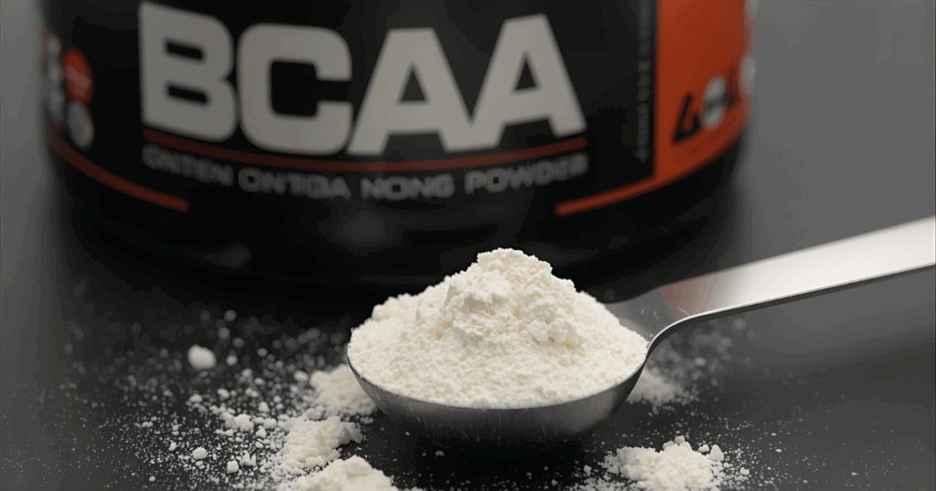 BCAAの計量スプーンとサプリメント