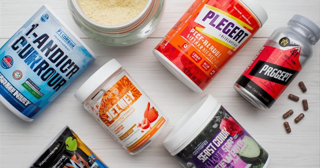 様々なタイプのプレワークアウト商品が並んでいる比較イメージ