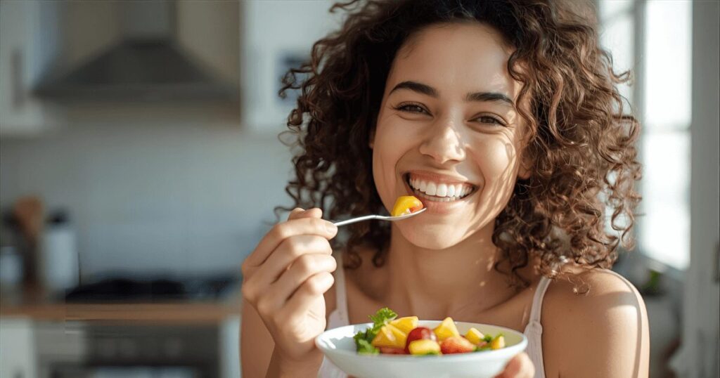 チートデイで食事を楽しむ女性