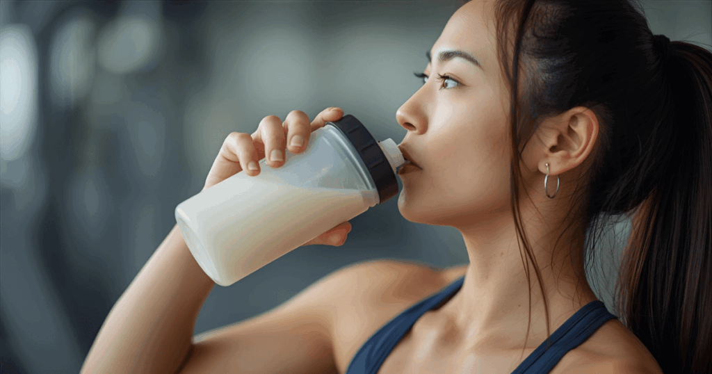 トレーニング後にプロテインシェイクを飲む人
