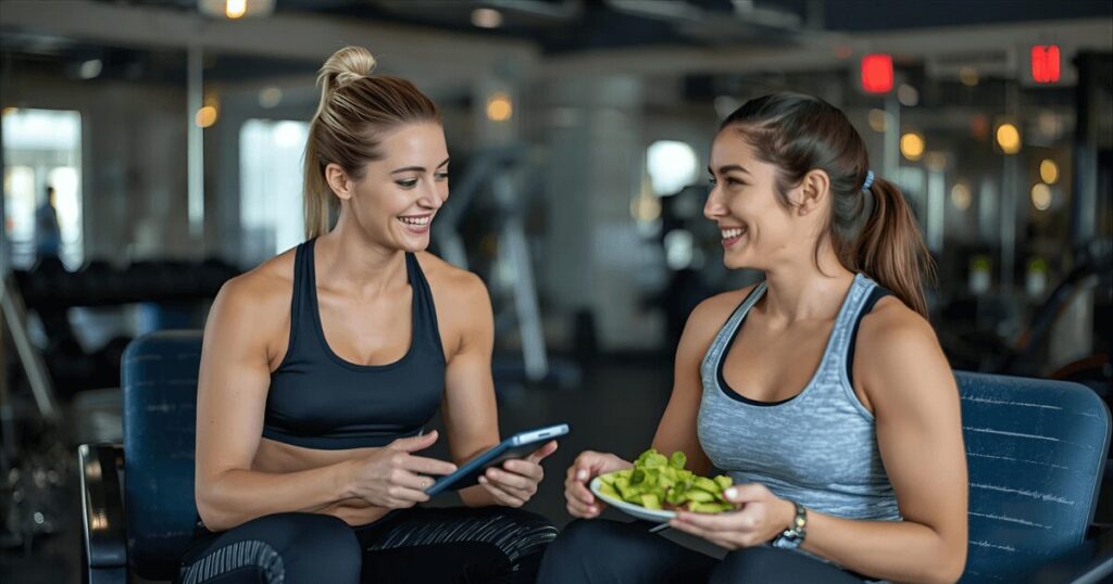 パーソナルトレーニングで食事指導を受ける様子