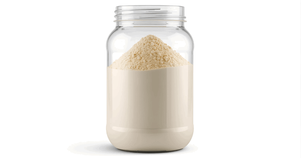 プロテインを密閉容器に保存している様子