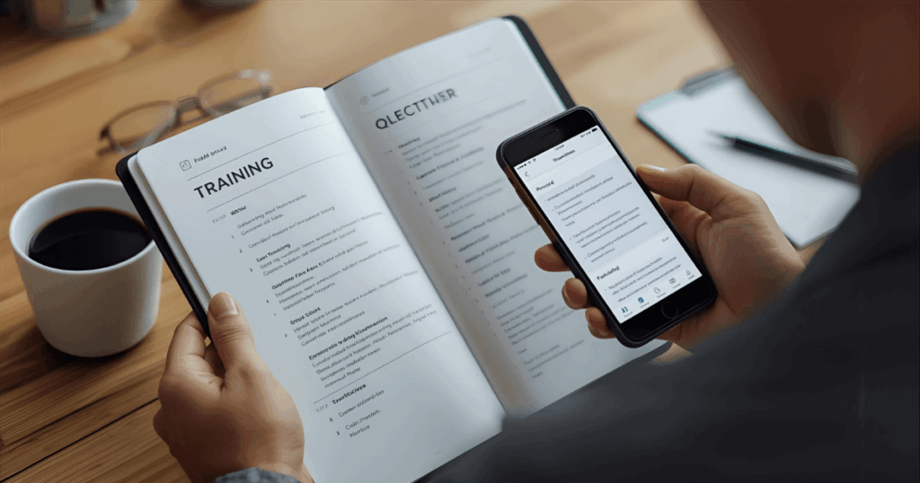 1週間の筋トレメニューを考えている様子