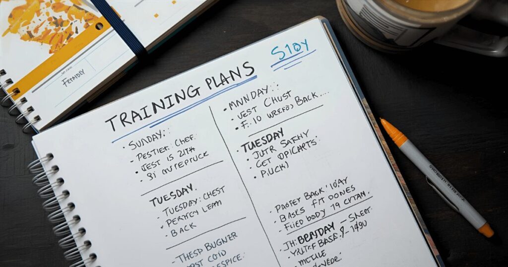 部位別のトレーニング計画を立てている様子