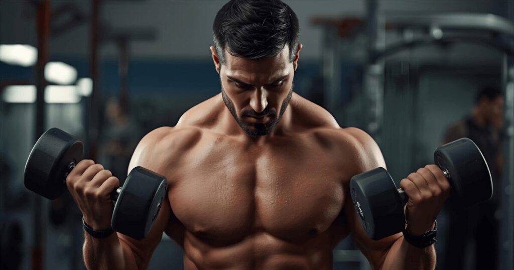 ジムでトレーニングする男性