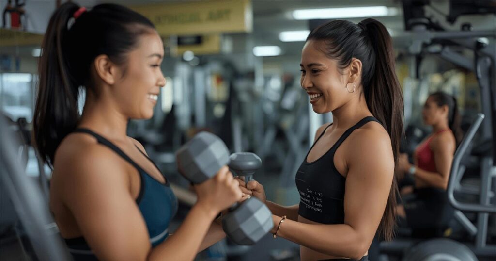 ジムで筋トレを始めたばかりの初心者の様子