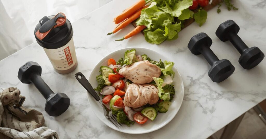 健康的な食事とトレーニングのイメージ