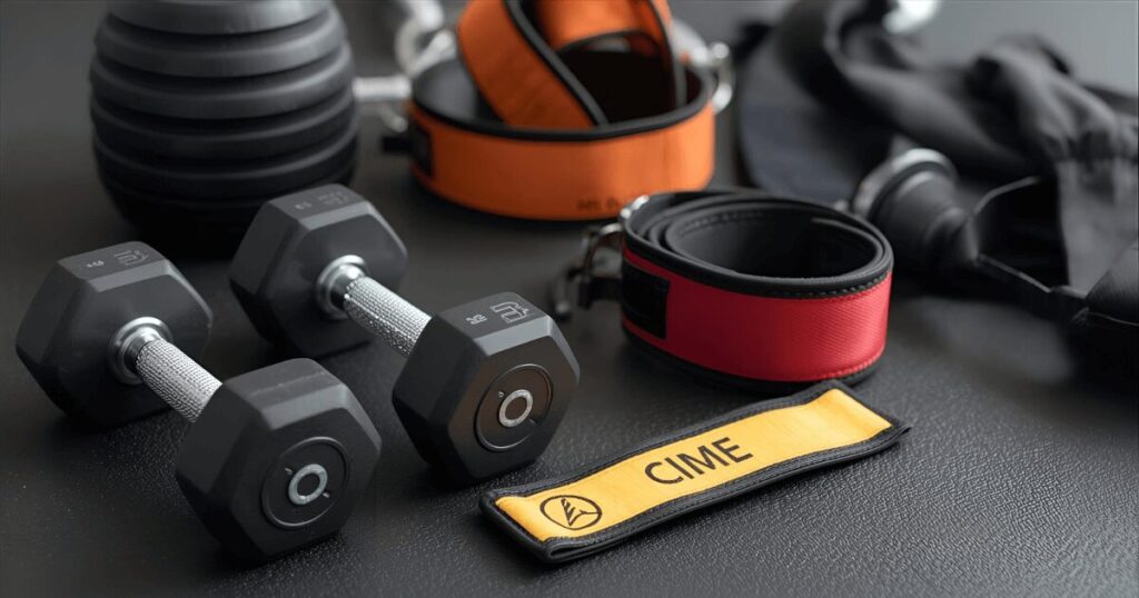 自宅トレーニング用のダンベルとトレーニングベルト