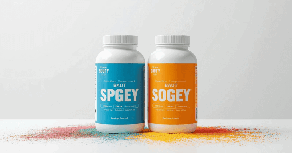 EAAとBCAAのサプリメントボトルが並んでいる様子