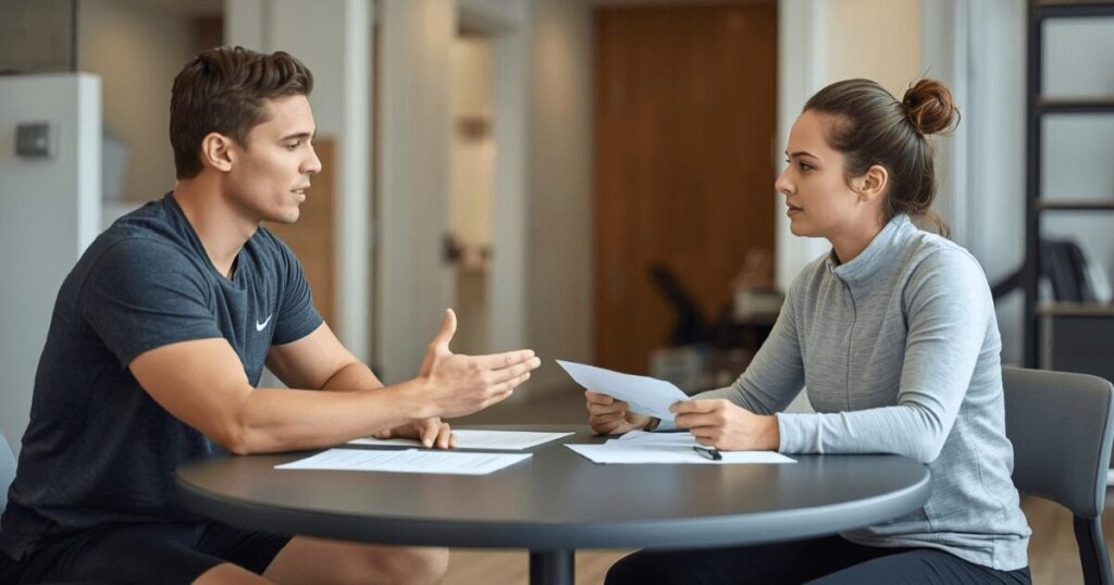 パーソナルジムでカウンセリングを受けている様子