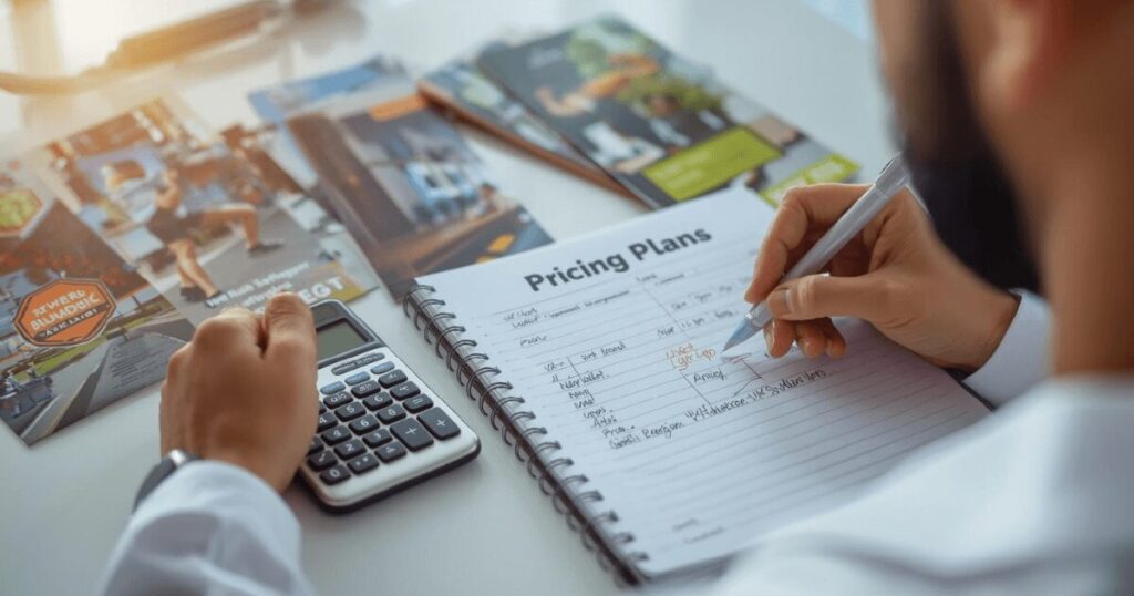 パーソナルジムの料金プランを検討しているイメージ