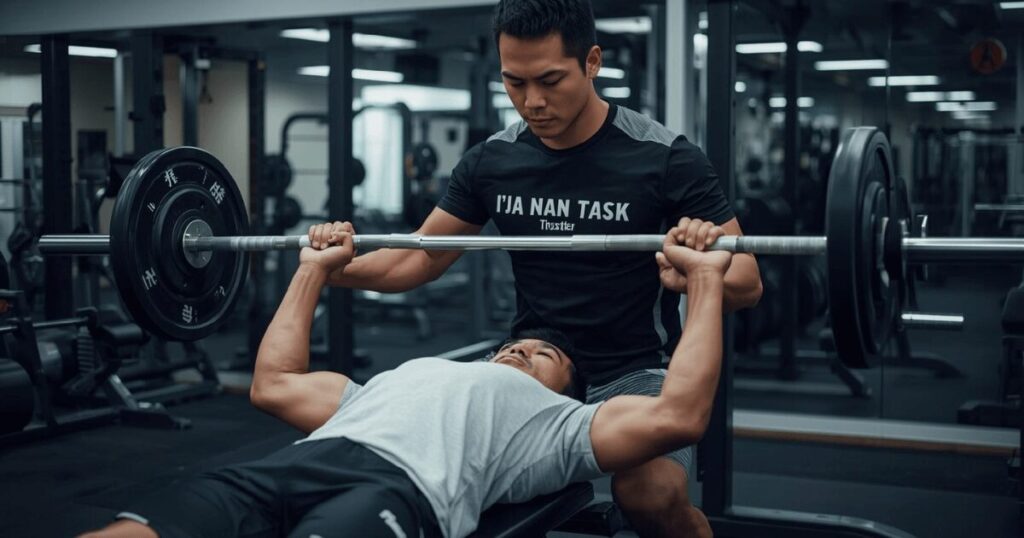 パーソナルトレーニングでトレーナーと一緒にトレーニングしている様子