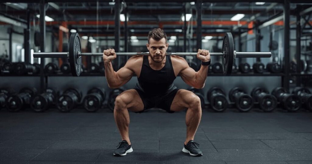 様々なスクワットのバリエーションを行う様子