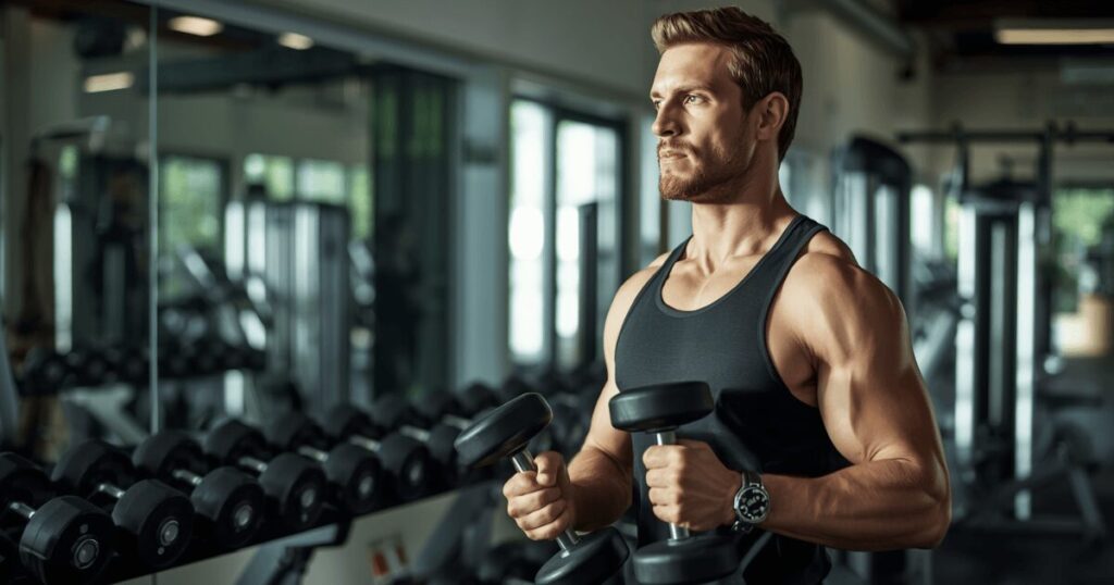 やる気を取り戻すためにジムでトレーニングを再開している男性のイメージ