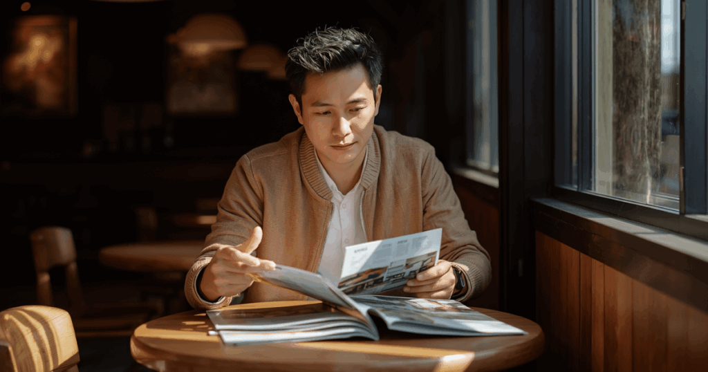 パーソナルジムの選び方のポイントを確認している初心者の様子