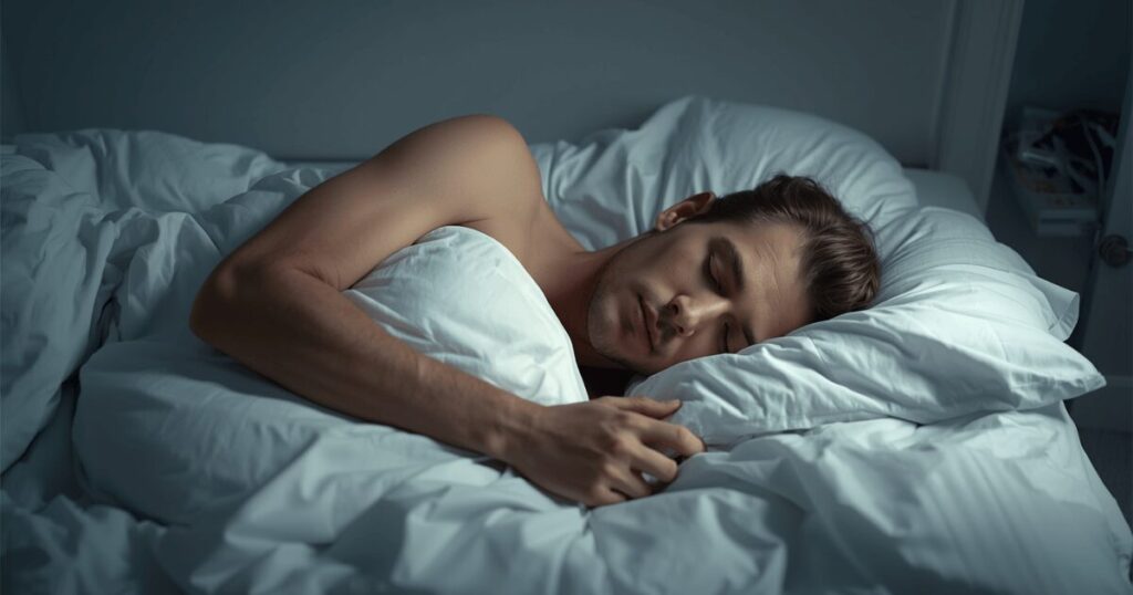 快適な寝室でぐっすり眠っている人のリラックスしたイメージ写真