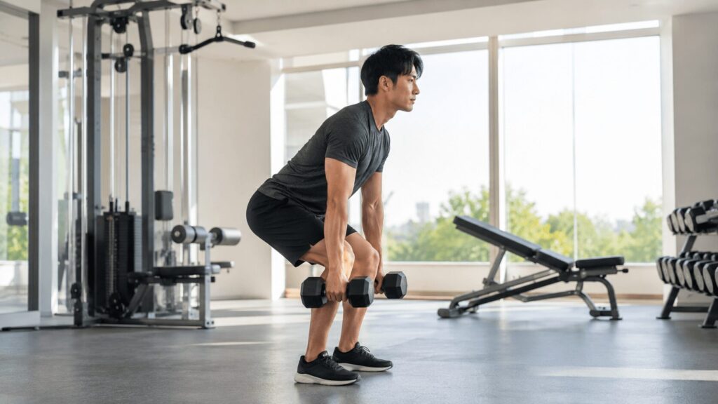 週2回の全身法でブランク明けの再開トレーニングをする男性
