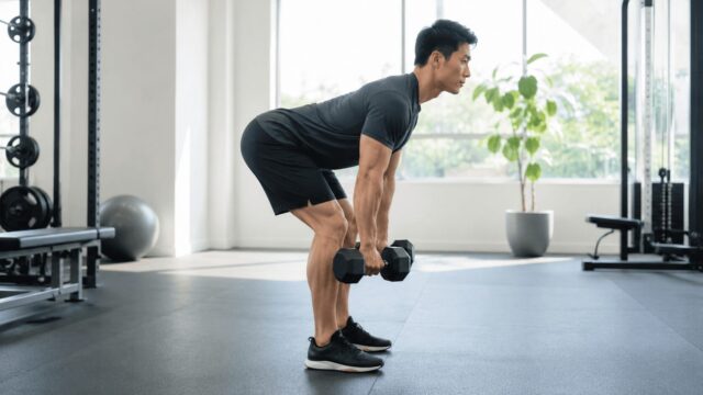 ハムストリングスの鍛え方の基本ヒップヒンジを行う初心者男性