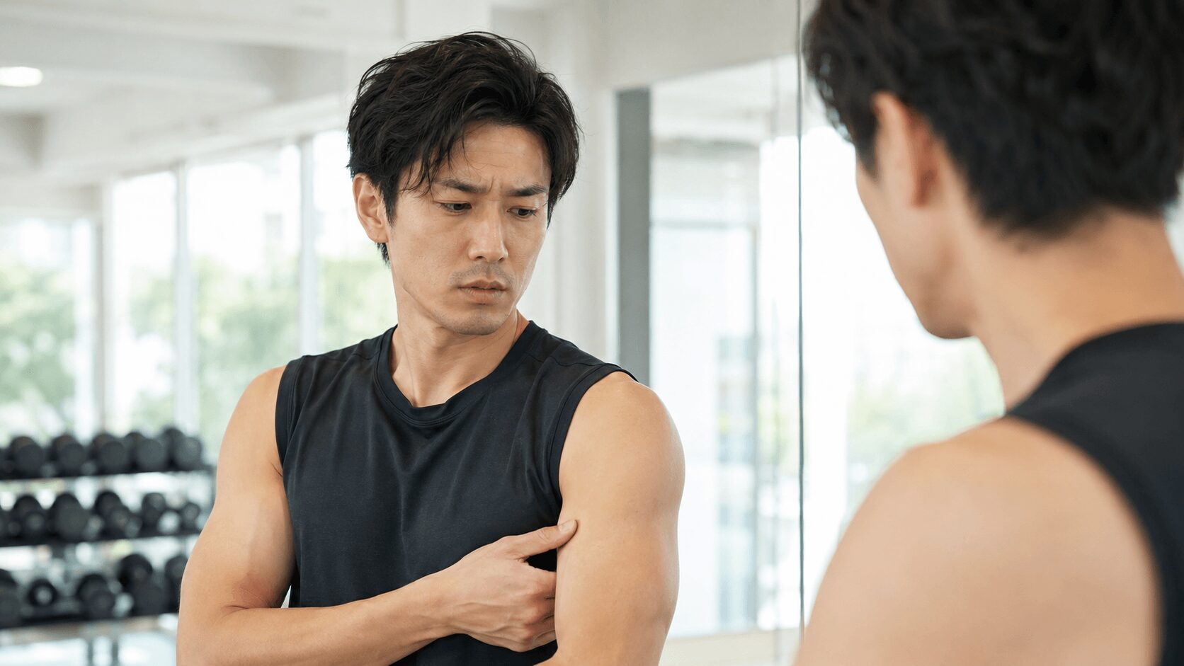 16時間断食で筋肉は落ちるのか悩む筋トレ中の男性