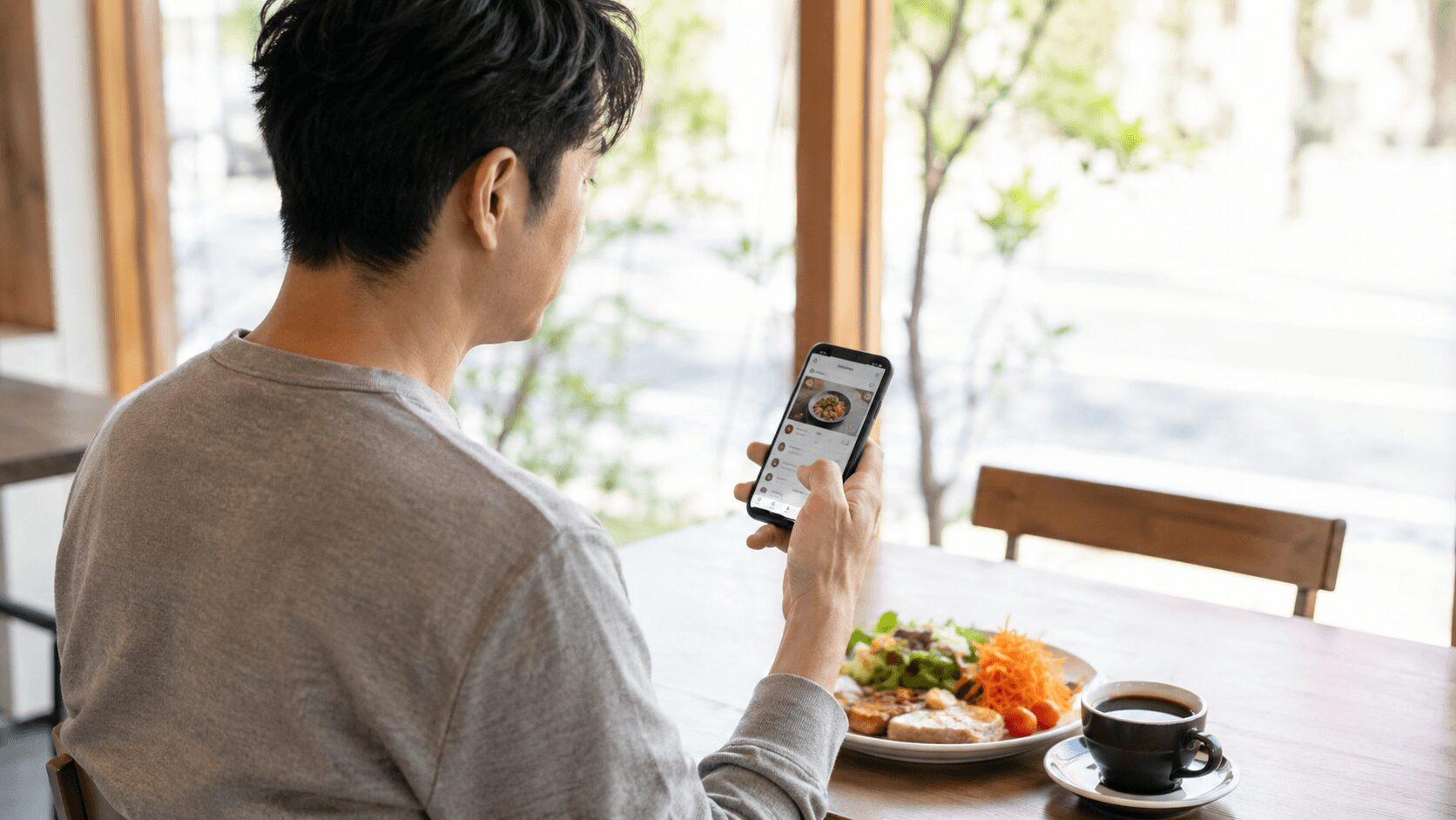 食べたものをすべて記録して摂取カロリーのずれを確認する様子